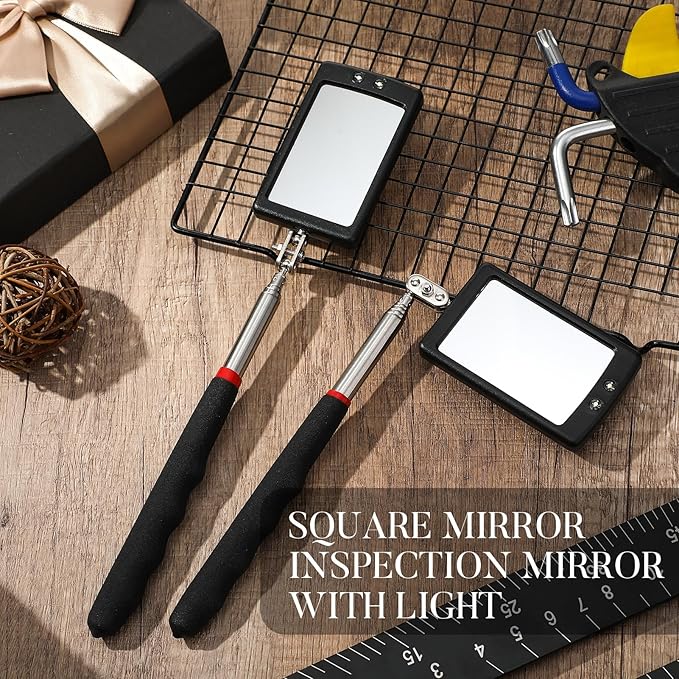 6 Pcs LED Telescoping Inspection Mirror,Retractable LED Mechanical Mirror Tool,Under Vehicle Inspection Mirror,Car Visual Reflector,Retractable Under Vehicle Detection Mirror Repair Tool