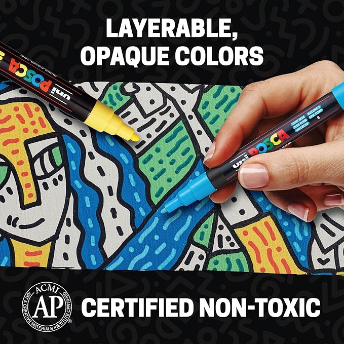Uni Posca Paint Markers, 5M Medium Acrylic Markers - Image 5