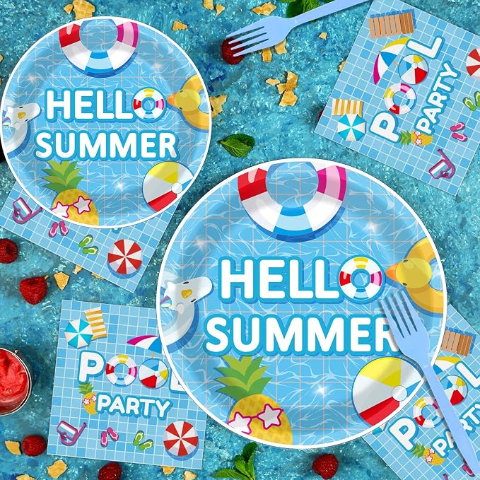 96 Pieces Pool Party Tableware Set - Image 5