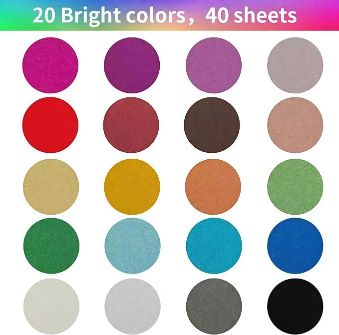 20 Colors 40 Sheets Glitter Cardstock, Cardstock Paper, Premium Sparkly Cricut - Image 8