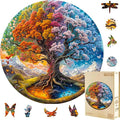 100 Pieces Wooden Puzzles Adults, Seasonal Tree of Life Wood Puzzles Adult by Jollitot