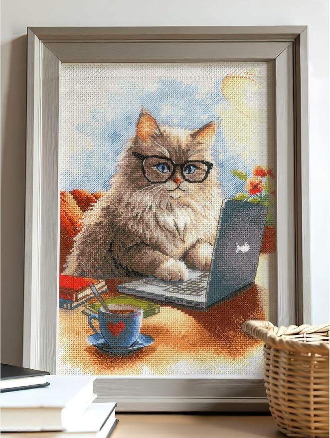 RIOLIS - Writer of Meowmoirs 2263, Cats Cross Stitch Kits 8¼"x11¾, Cross Stitch - Image 4