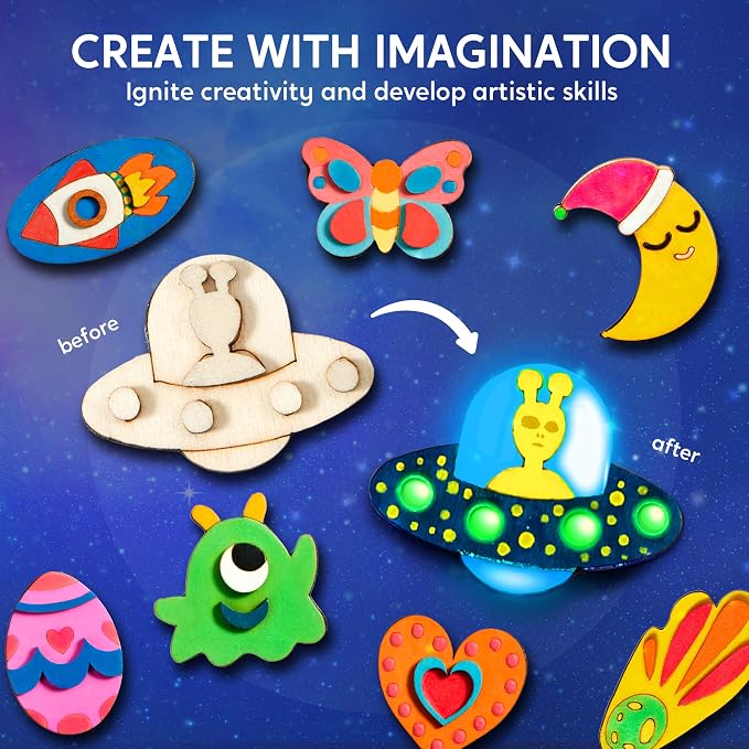 JOYIN 12 Glow in The Dark Wooden Magnets - Image 4