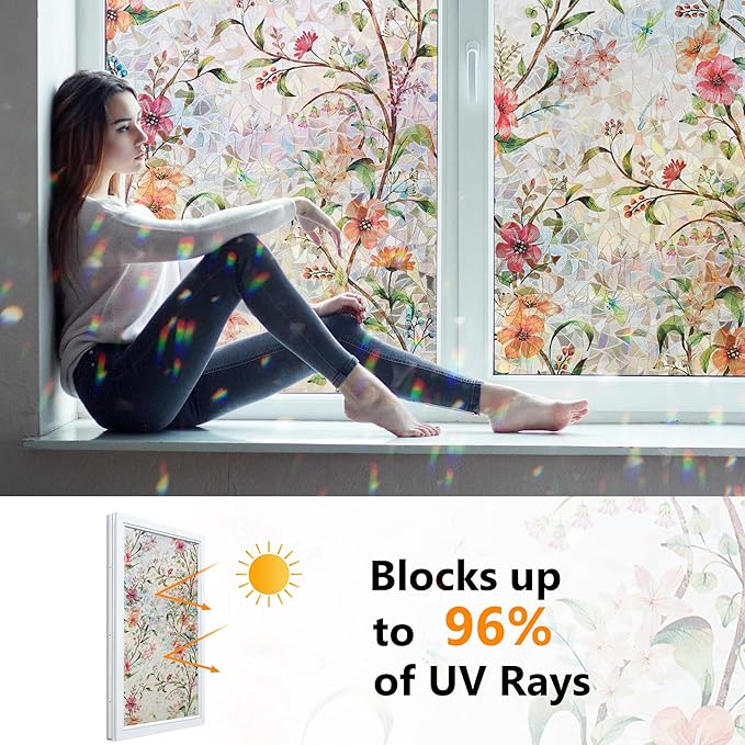 Ranzdn Window Privacy Film, Stained Glass, Static Cling, 35.4" x 78.7" | No - Image 3