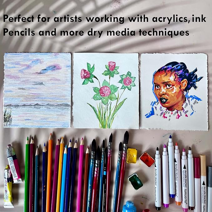 tumuarta Deckle Edge Paper Sketchbook, 92 LB, 150 GSM, 80 Sheets Mixed Media - Image 7
