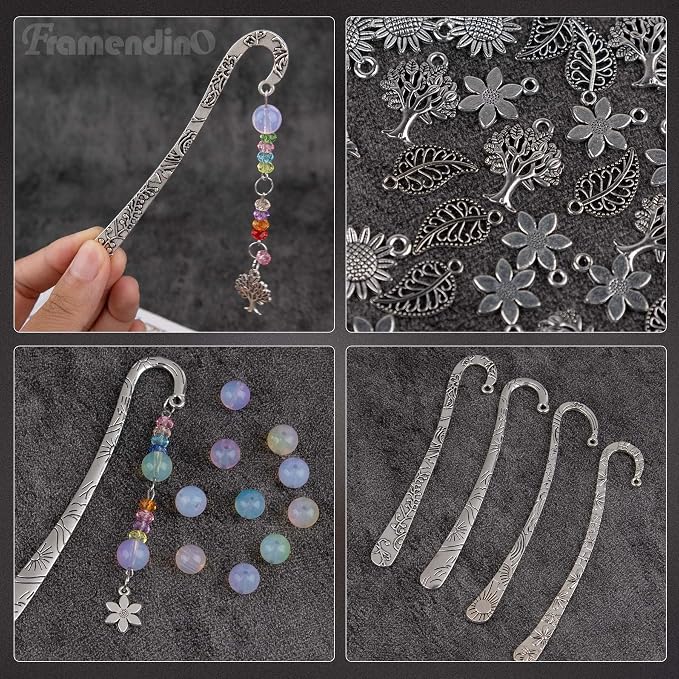 Framendino, 8 Set Metal Bookmarks Kit DIY Flower Hook - Image 7