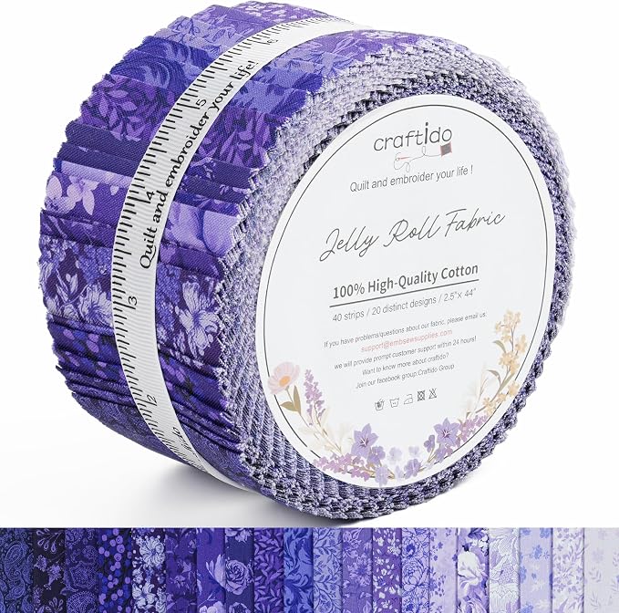Craftido-20 Options-100% Cotton Jelly Roll Fabric Precut Strips by Craftido
