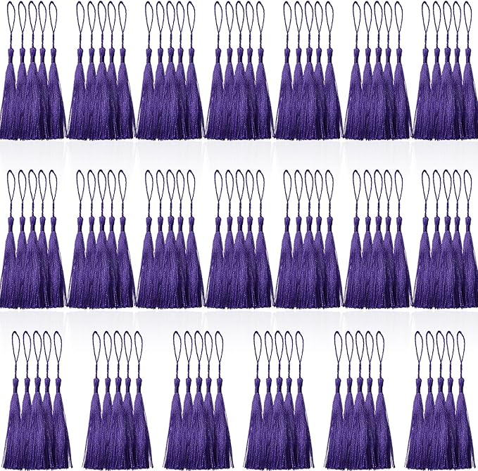 100 Pcs Purple Mini Tassels 13cm/5 Inch by CREATRILL