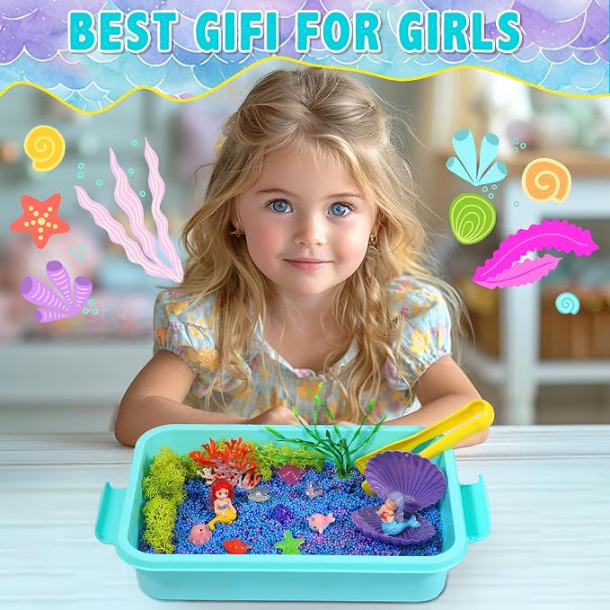 Carolart Mermaid Sensory Bin for Girls, Mermaid Toys, Ocean Sensory Kit | - Image 6