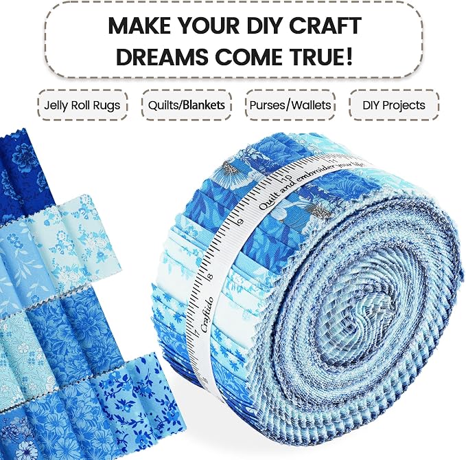 Craftido-20 Options-100% Cotton Jelly Roll Fabric Precut Strips - Image 5