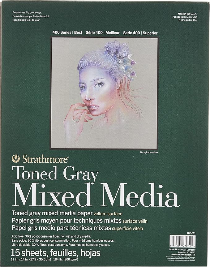 Strathmore Toned Mixed Media Paper Toned Grey 11"X14"-15 Sheets -62462311 by StrathmorePaper