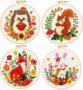 Zhenqing 4 Pack Woodland Animal Stamped Cross Stitch Kit, 11CT Printed Fox by ZhenqingHomeFlagship