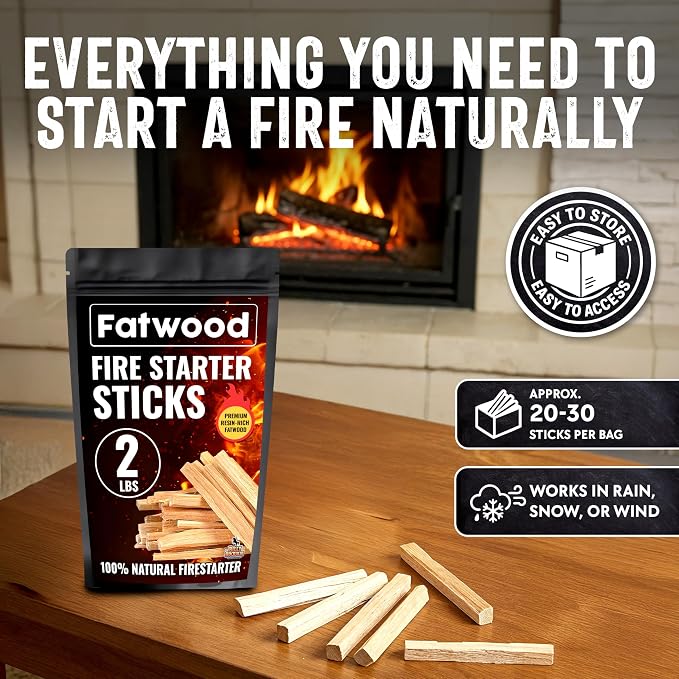 2lb Fatwood Fire Starter Sticks | 100% Natural Fire Starters - Image 4