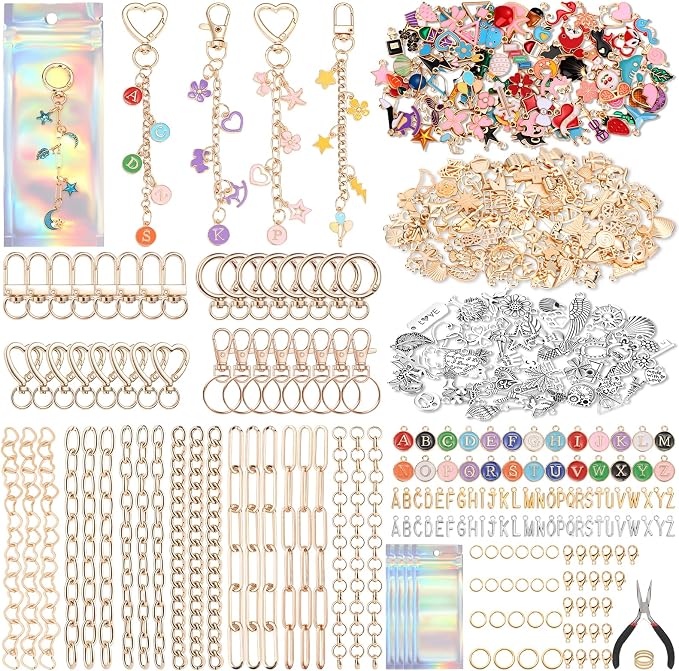 Modacraft 617 Pcs Charms Lip Gloss Keychain Making Kit, DIY Bag Charm Kit by Modacraft