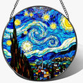 8'' Van Gogh Starry Night Sun Catcher Ornament, Stained Glass Window Hanging by Unknown