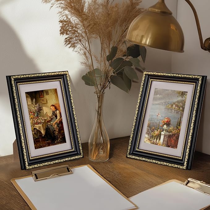 eletecpro 5x7 Vintage Picture Frame, Glass Cover, Horizontal or Vertical - Image 6
