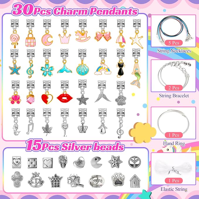 AMAZING TIME 130 Pcs Charm Bracelet Making Kit, Jewelry Toy - Image 3