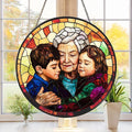 Personalized Grandma Stained Glass Sun Catcher, Custom Photo Family Portrait by Noni
