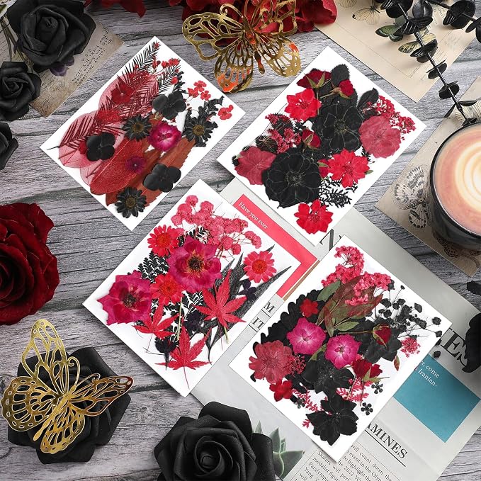 Nuanchu Black Red Dried Pressed Flowers - Image 2