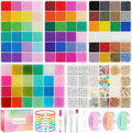 2mm Tiny Glass Seed Beads for Bracelets, 96 Colors 60000pcs Small Glass Beads by Sistenia