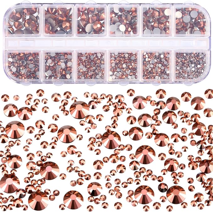 TecUnite 2000 Pieces Rose Gold Round Crystal Rhinestones - Image 3