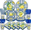 450 Pcs Capri Lemon Party Tableware Set Decorations Mediterranean Blue and by Unknown