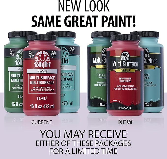 FolkArt Multi-Surface Satin Acrylic Paint in Assorted Colors, 16 oz, Medium - Image 2