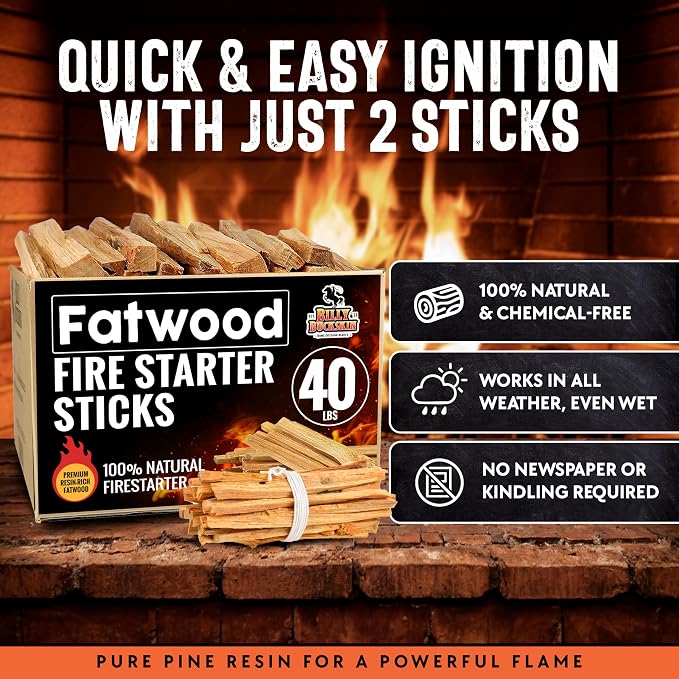 40lb Fatwood Fire Starter Sticks | 100% Natural Fire Starters - Image 2