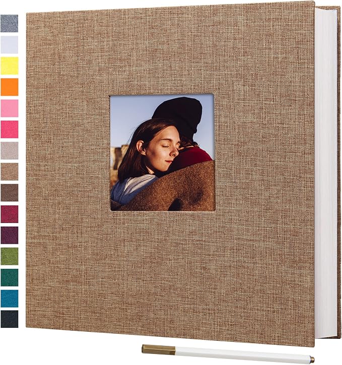 potricher Large Photo Album Self Adhesive 3x5 4x6 5x7 8x10 Pictures Linen Cover by potricher