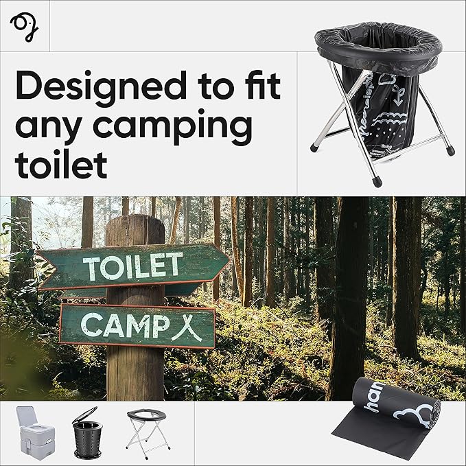 Green Elephant Portable Waste Bags – Camping Potty Liners, Biodegradable Sanitary Bags for 5 Gallon Bucket, Outdoor Use, 15 Count, 8 Gal (1 Pack)