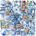 50PCS Transparent Blue Beach Stickers Aesthetic PET Stickers Blue Ocean Decal by Unknown