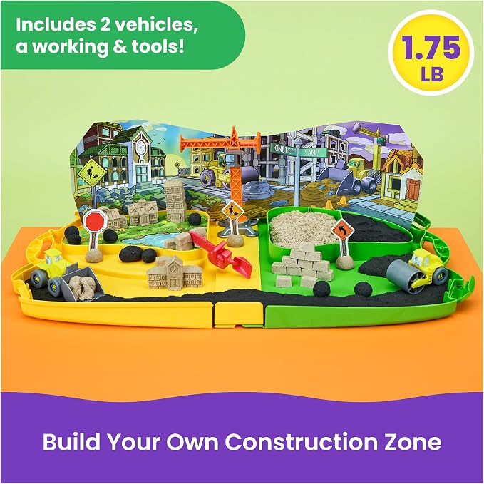 Kinetic Sand Construction Zone, Moldable Play Sand Sensory Toys, Ages 3+ - Image 2
