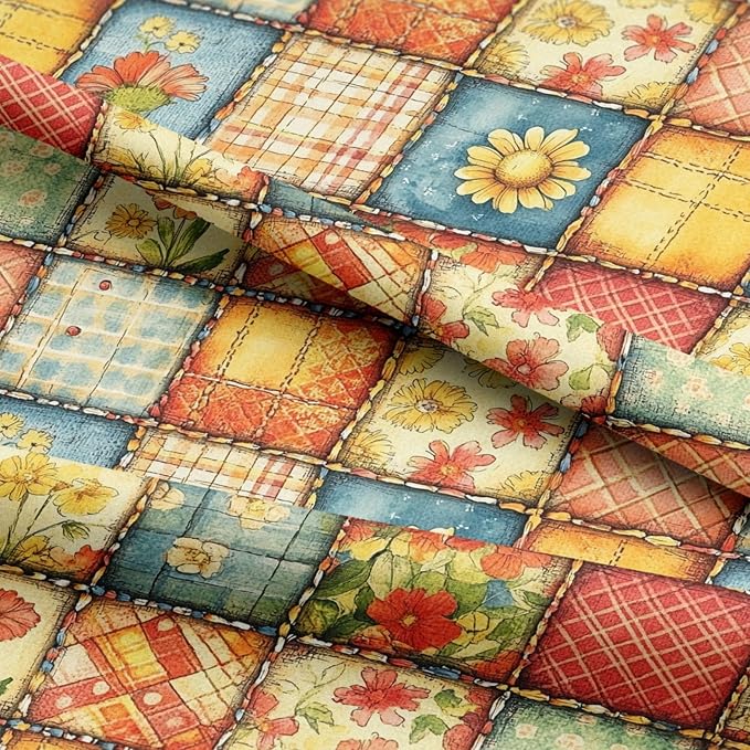 Sunny Garden Patchwork Cotton Fabric Panel 61 x 36.6 Inches, Floral Rustic - Image 5