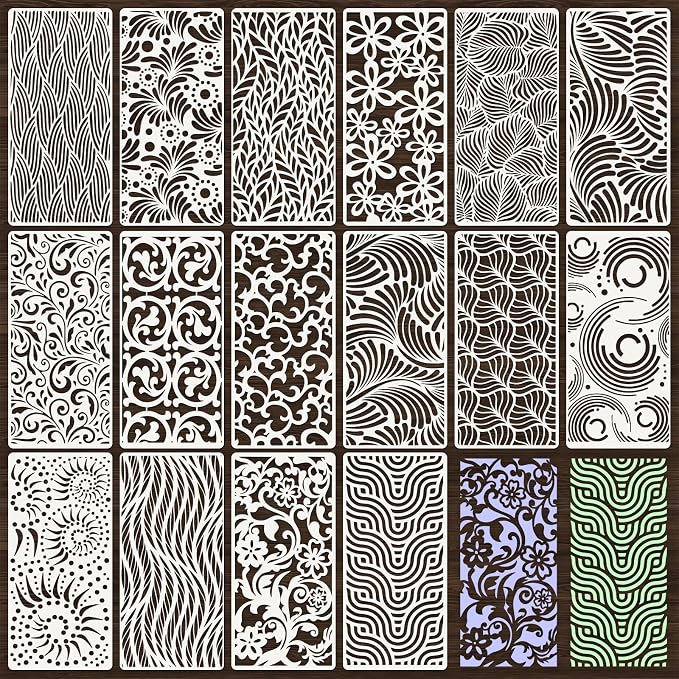 Texture Stencils for Crafts Reusable 16Pcs Stencils | DIY Art Painting Stencil by Unknown