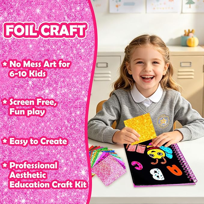 FUNNYB&G Foil Art Craft Kit for Girls 4-10 Years Old: Mess-Free & No-Glue - Image 3