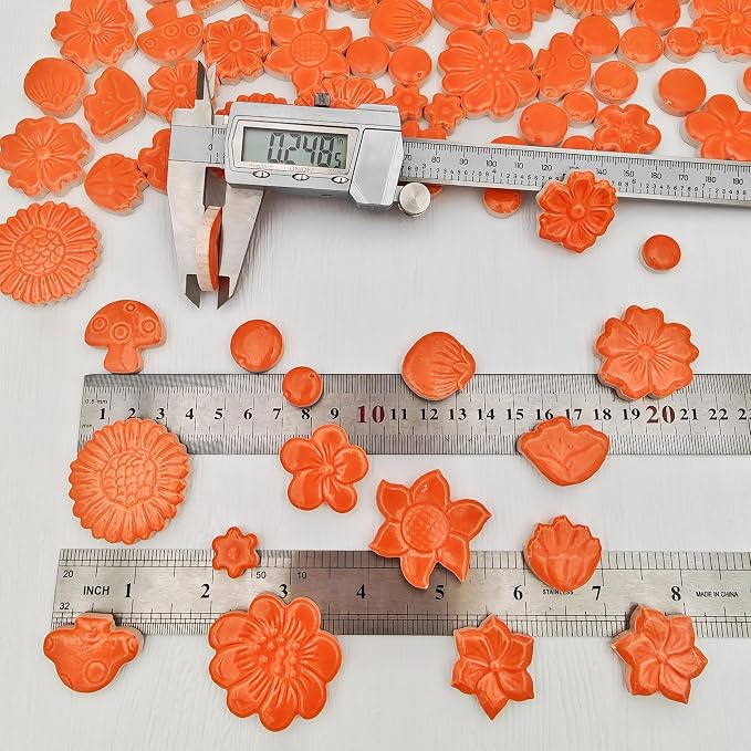 500g/1.1lb Ceramic Mosaic Tiles Mixed Shapes of Flowers, Mushrooms - Image 5