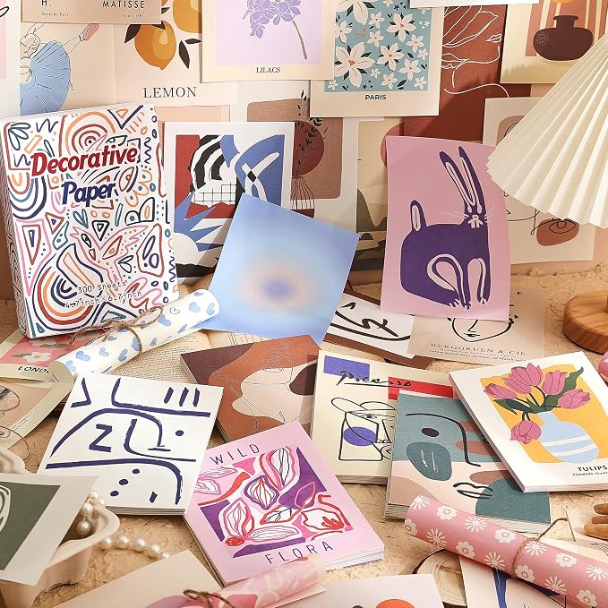 emmoolife 300 Sheets Aesthetic Scrapbook Paper, Retro Boho Pastel Wall Collage - Image 6