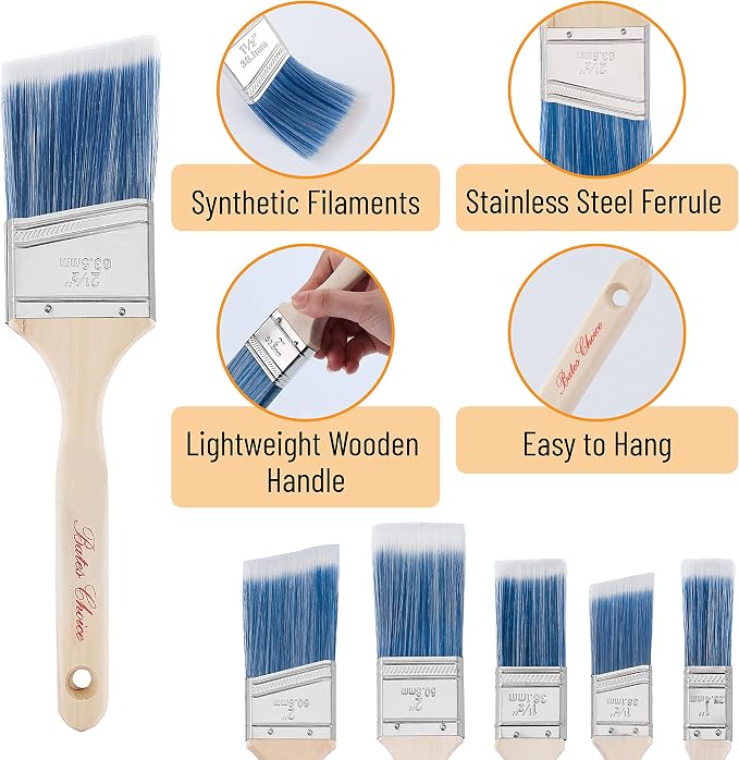 Bates- Paint Brushes, 12 Pack, Treated Wood Handle, Paint Brushes - Image 3