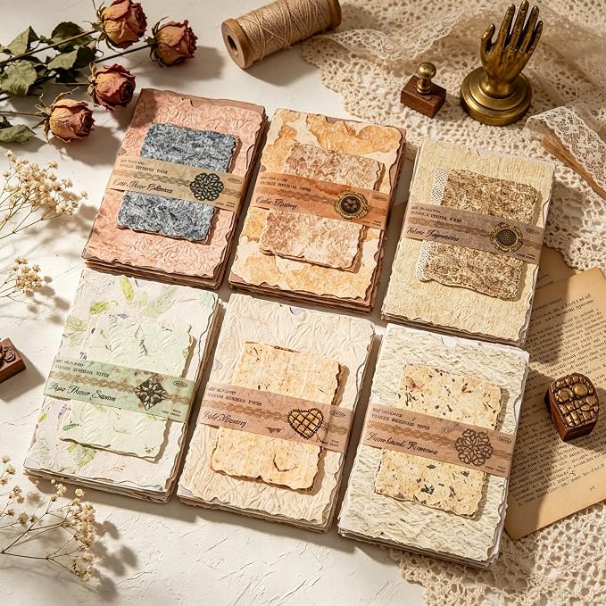 168Pcs Vintage Scrapbook Supplies Kit Textured Rice Paper - Image 3