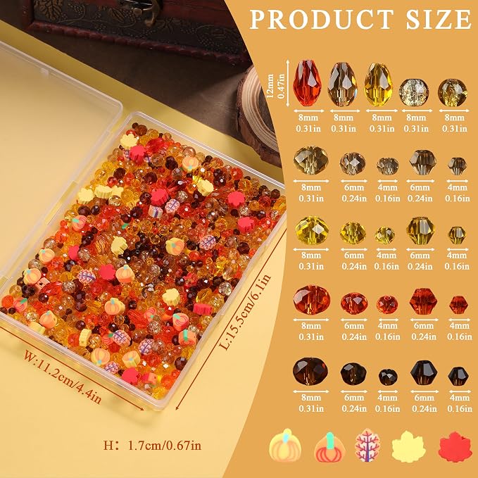 ZHIYUXI 1150PCS Orange Beads Fall Beads - Image 6