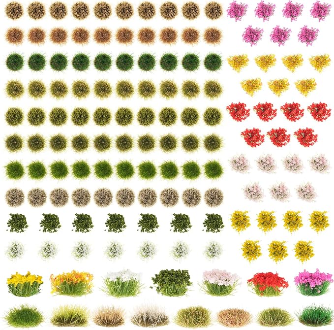 Draupnir 129 Pcs Static Grass Tuft Model Flower Vegetation Groups Self Adhesive by Draupnir