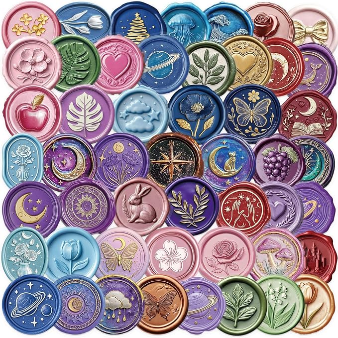 50Pcs Wax Seal Stickers Transparent Vintage Envelope Stickers - Image 6