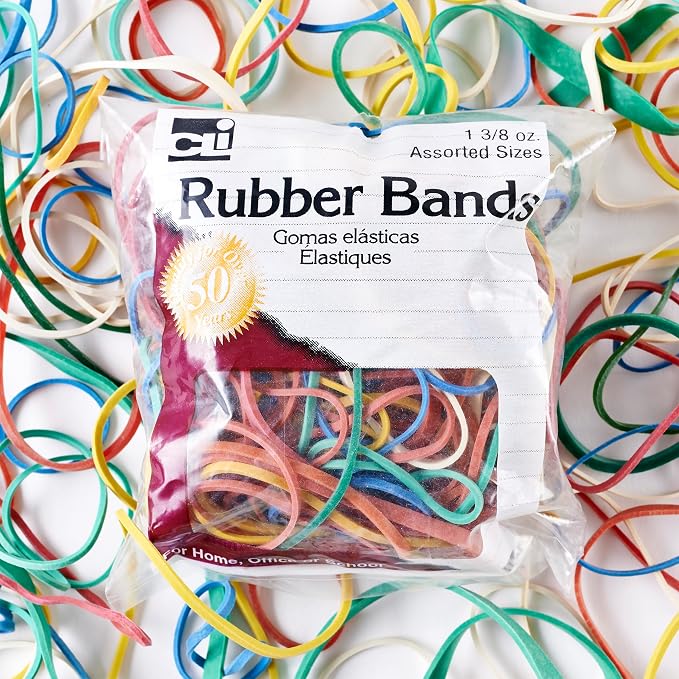 Charles Leonard Rubber Bands Assorted Sizes & Colors 1.4oz per Individual Bag - Image 3
