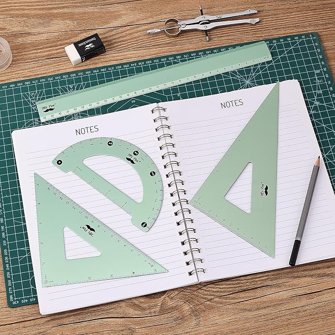 Mr. Pen- Metal Geometry Kit, 4 Pack, 45° & 30°/60° Set Squares | 6" Protractor - Image 7