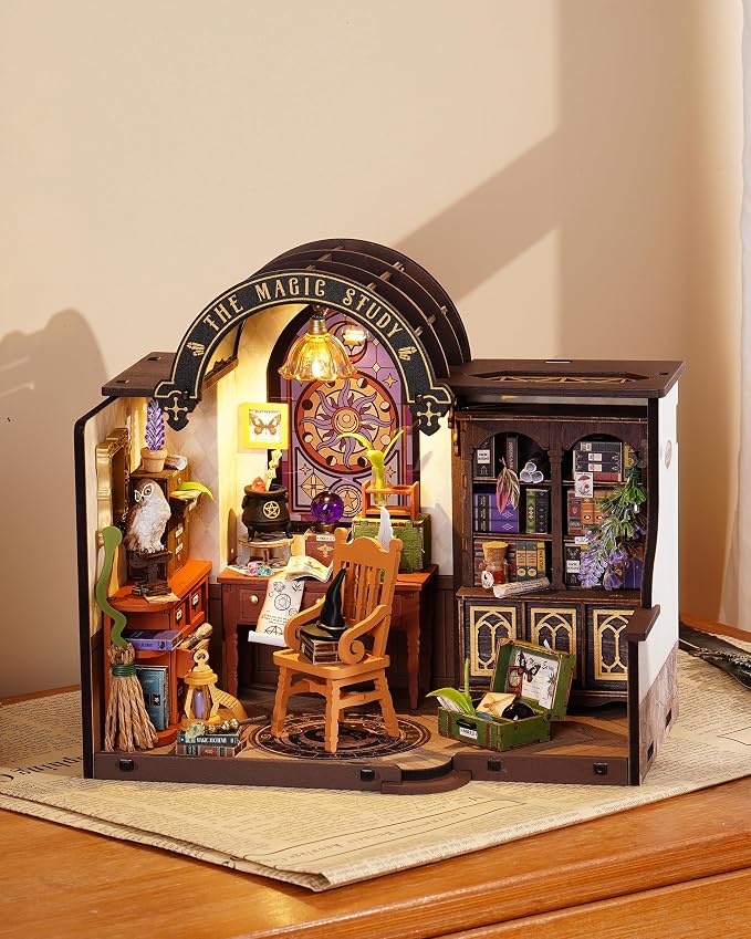Rowood Magic Study Miniature House Kit, DIY Miniature Dollhouse Kits - Image 7