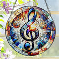 Stained Glass Window Hanging, LAOWEIKI 8'' Musical Note Suncatcher, Stained by Unknown