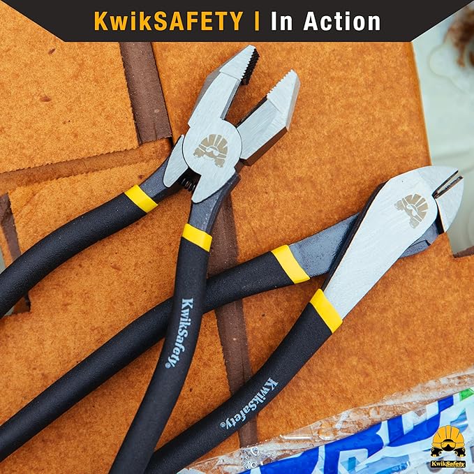 KwikSafety - Charlotte, NC - PINZA Ironworker Pliers Spring Loaded Action Side Cutters Steel Rebar Wire Cutters Bi-Material Tempered Handles & Aggressive Cross-Hatched Knurl Lineman Pliers