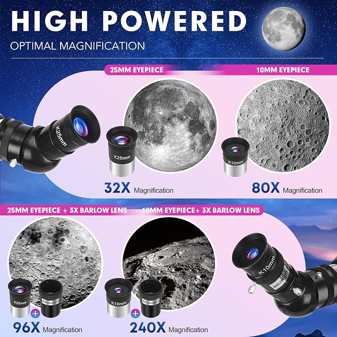 Telescope, Telescope for Adults High Powered, 90mm Aperture 800mm Professional - Image 3