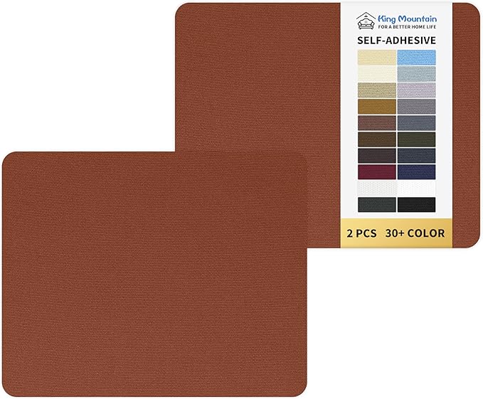KING MOUNTAIN Canvas Repair Patch 9 x11 Inch 2 Pcs Self-Adhesive Waterproof Fabric Patch for Sofas, Tents, Furniture,Tote Bags, Car Seats (Walnut Brown)