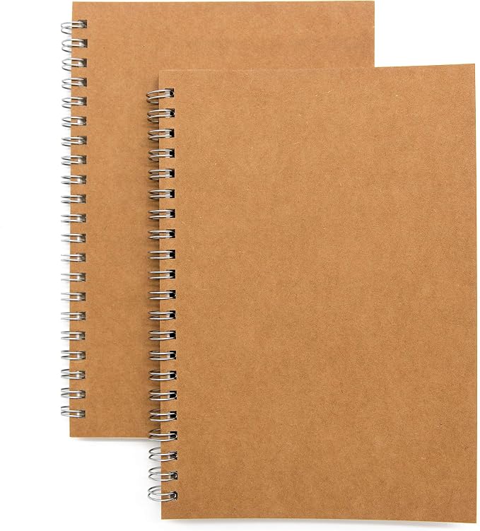 Soft Cover Spiral Notebook Journal 2-Pack, Blank Sketch Book Pad, Wirebound by DSTELIN